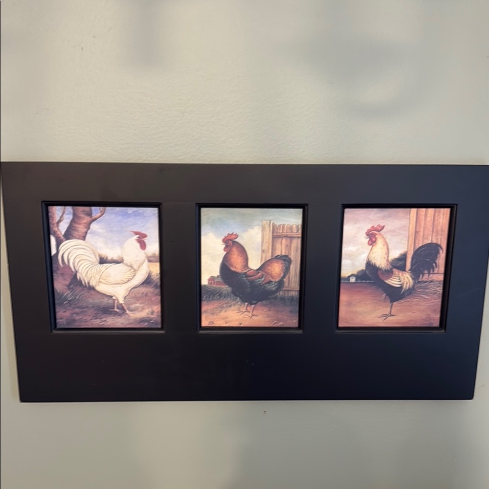 Rustic Rooster Framed Wall Art EUC